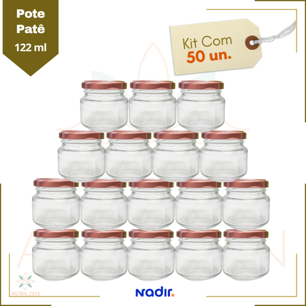 Pote de Vidro Patê 122ml Doces  Bolos Geleias Lembranças Com Tampas Metálicas - 50unds ou 100unds