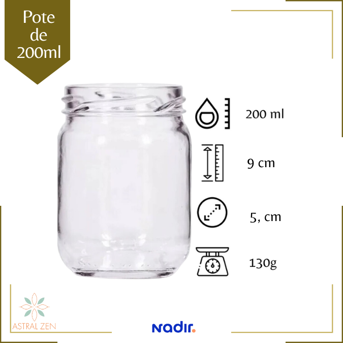 Pote de Vidro 200ml Sem Tampa P/ Doces Bolos Geleias Conservas Lembranças + 3 Opções de Quantidades