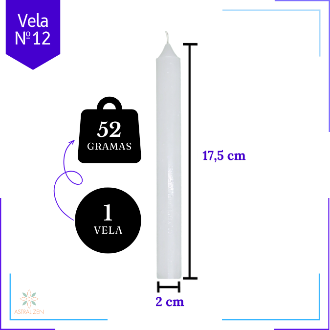 Velas Brancas Palito 100% Parafina Pura 7 Horas Com Valor de Atacado  Nº12 - (17,5 x 2cm)