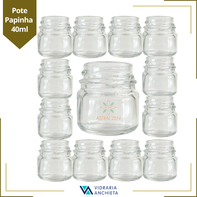 Pote de Vidro Sem Tampa Papinha Redondo 40ml Para Doces Geleias Brigadeiros Bolos Velas Lembranças - 50 Unds