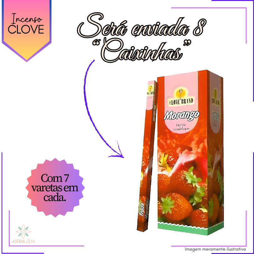 Incenso Clove Brand Morango - Kit com 8 Iguais ou Variados