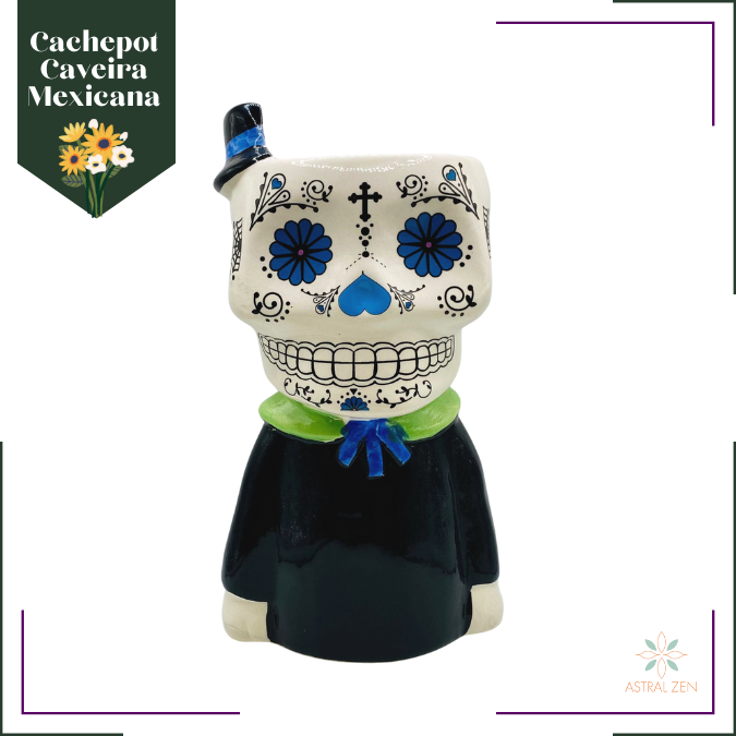 Vaso Para Suculenta Cachepot Monge Decorativo Caveira Mexicana