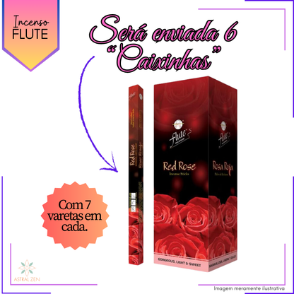 Incenso Flute Rosa Vermelha - Kit com 6 Iguais ou Variados