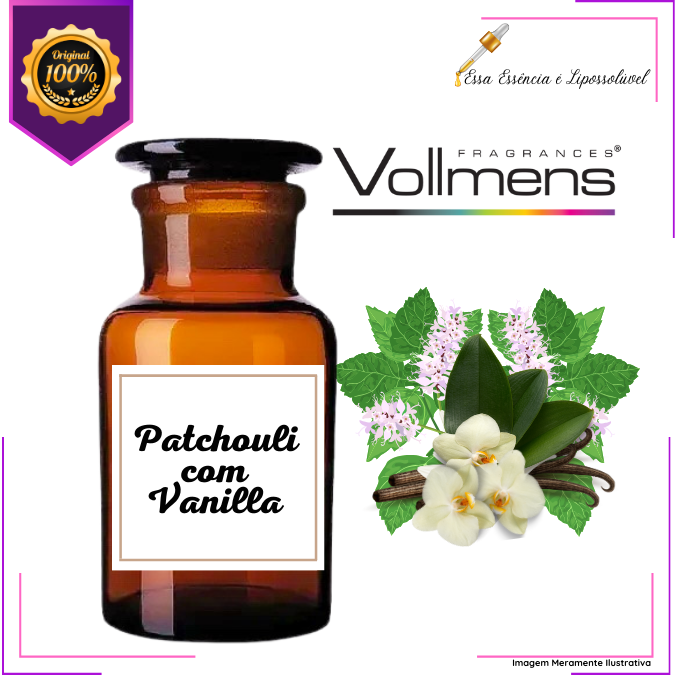 Essência Concentrada Patchouli com Vanilla Vollmens Para Aromatizador - Velas - Sabonetes - Perfumes 500g