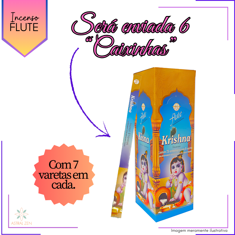 Incenso Flute Krishna - Kit com 6 Iguais ou Variados