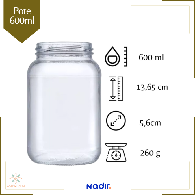 Pote de Vidro 600ml Sem Tampa P/ Doces Bolos Geleias Conservas Lembranças + 3 Opções de Quantidades