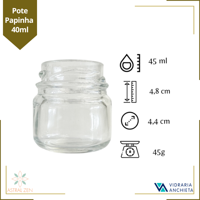 Pote de Vidro Papinha 40ml Doces  Bolos Geleias Lembranças Sem Tampa - 10 Unds