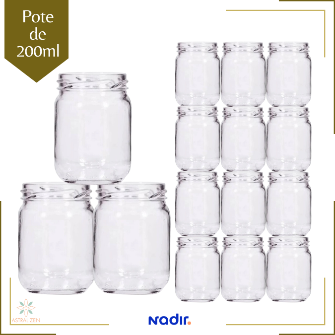 Pote de Vidro 200ml Doces Bolos Geleias Lembranças Sem Tampa- 10 Unds