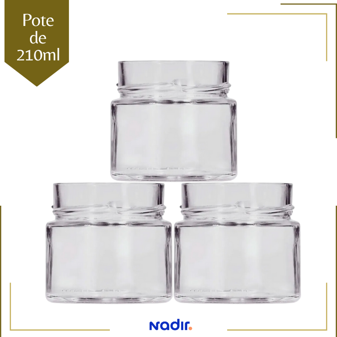 Pote de Vidro La Pianezza 210ml Para Doces Geleias Velas Sem Tampa Perfil Largo - 10un