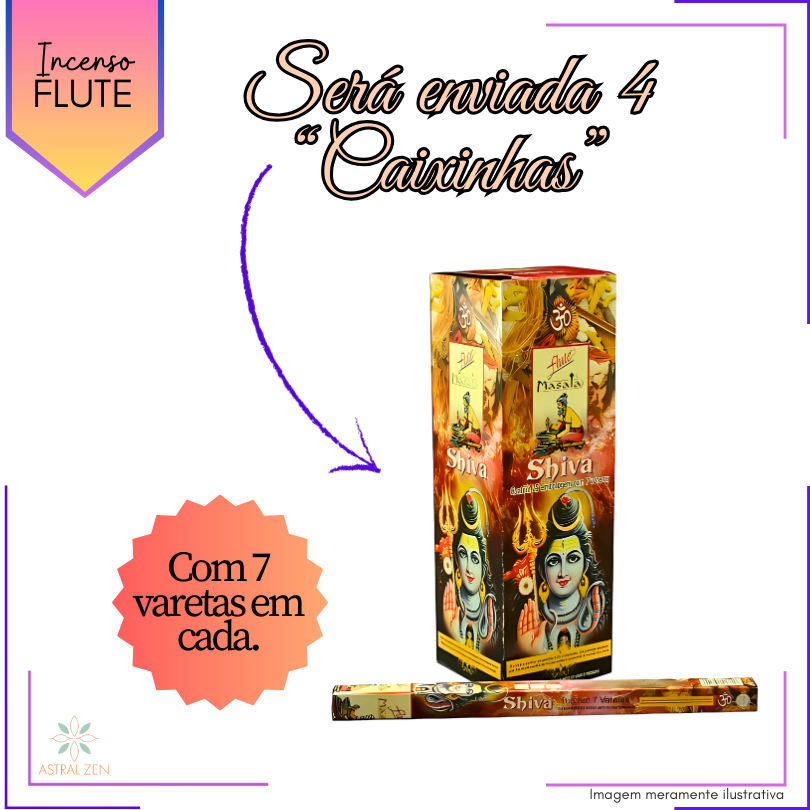 Incenso Massala Flute Shiva - Kit com 4 Iguais ou Variados