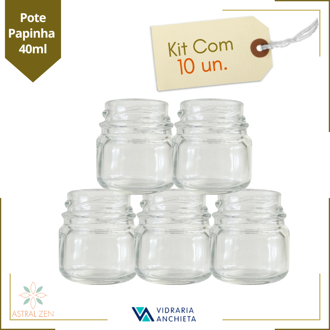 Pote de Vidro Papinha 40ml Doces  Bolos Geleias Lembranças Sem Tampa - 10 Unds