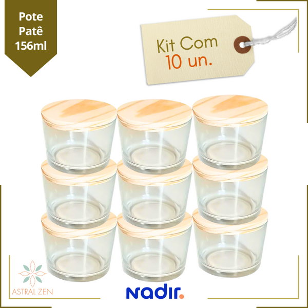 Pote de Vidro Patê 156ml Copo Pra Vela Doces Geleias Patês Lembranças Com Tampa - 10 Unids