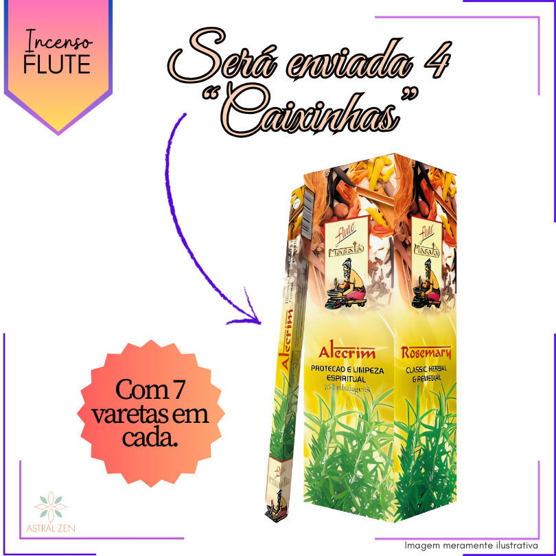 Incenso Massala Flute Alecrim - Kit com 4 Iguais ou Variados