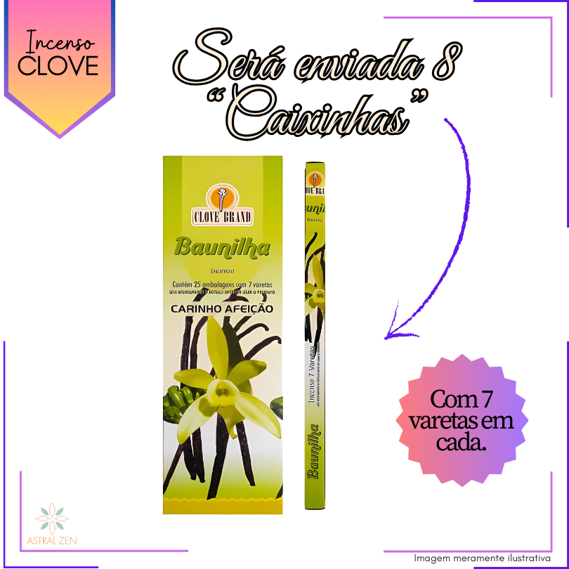 Incenso Clove Brand Baunilha - Kit com 8 Iguais ou Variados