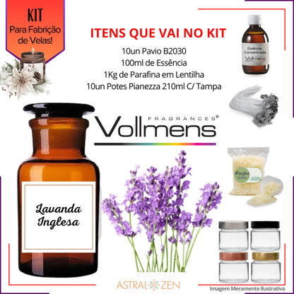 Kit Para Fabricação de Velas Artesanais 10un Potes 210ml 1Kg de Cera de Coco 10un Pavio B2030 100ml de Essência