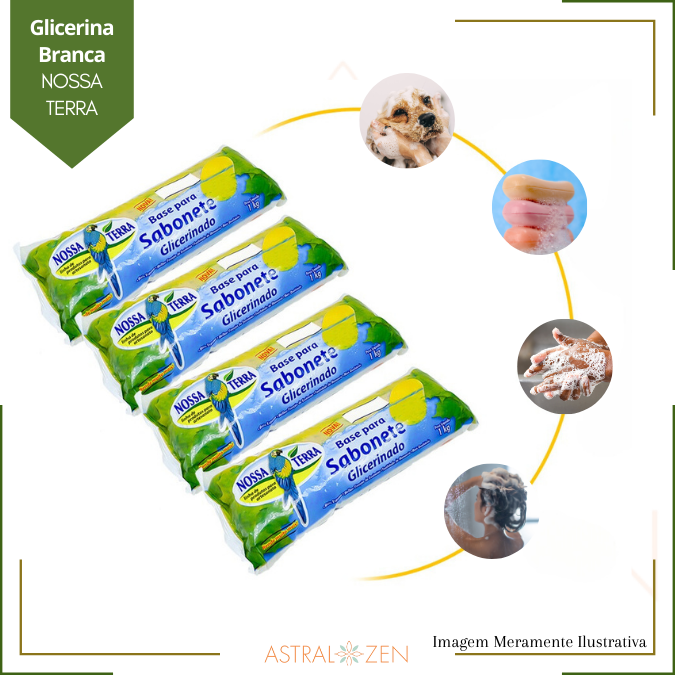 Base Glicerinada Para Sabonete Glicerina Branca e Transparente Premium 3 unids - Nossa Terra 1Kg