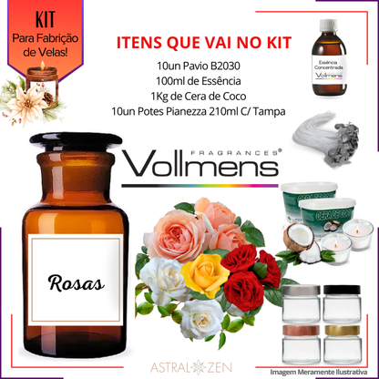 Kit Para Fabricação de Velas Artesanais 10un Potes 210ml 1Kg de Cera de Coco 10un Pavio B2030 100ml de Essência