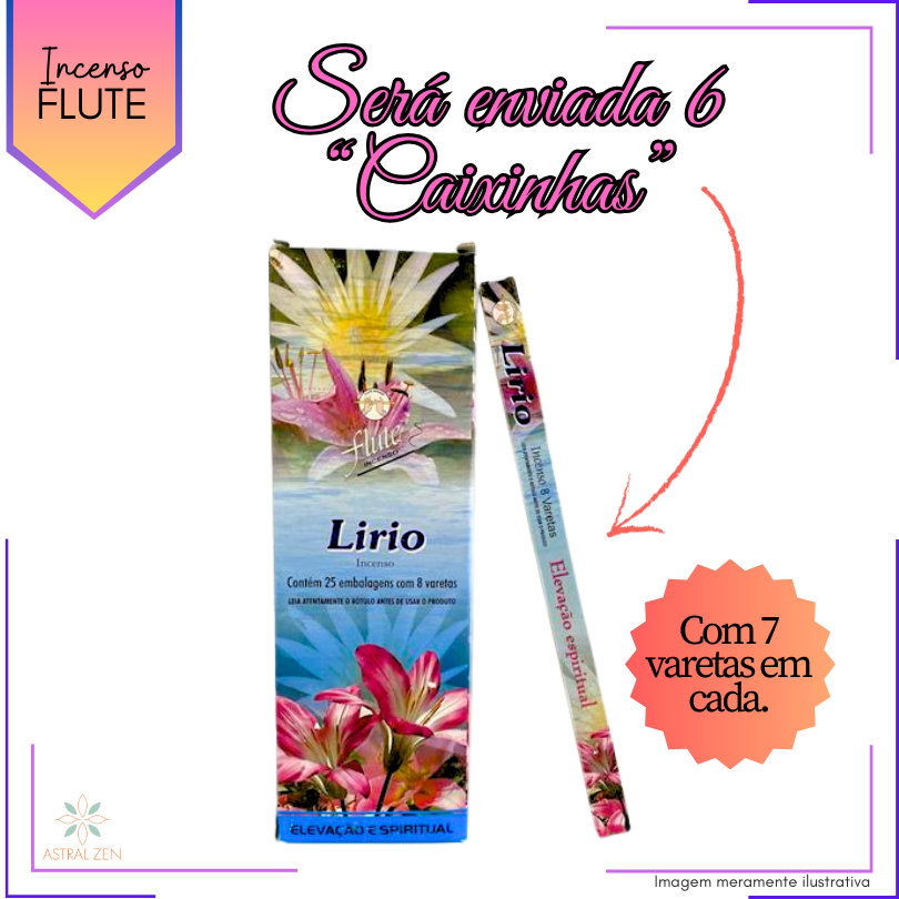 Incenso Flute Lírio - Kit com 6 Iguais ou Variados