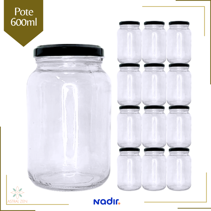 Pote de Vidro 600ml Sem Tampa P/ Doces Bolos Geleias Conservas Lembranças + 3 Opções de Quantidades