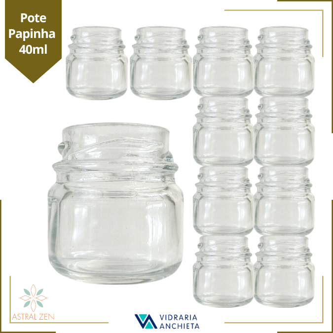 Pote de Vidro Papinha 40ml Doces  Bolos Geleias Lembranças Sem Tampa - 30 Unds