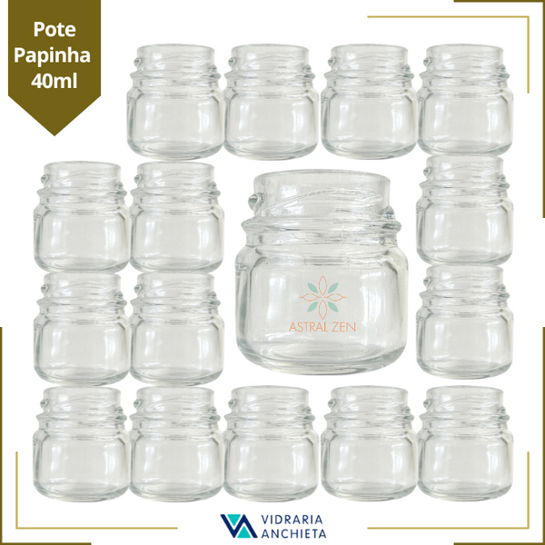 Pote de Vidro Sem Tampa Papinha Redondo 40ml Para Doces Geleias Brigadeiros Bolos Velas Lembranças - 200 Unds