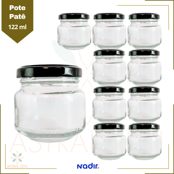 Pote de Vidro Patê 122ml Doces  Bolos Geleias Lembranças Com Tampas Metálicas - 30unds