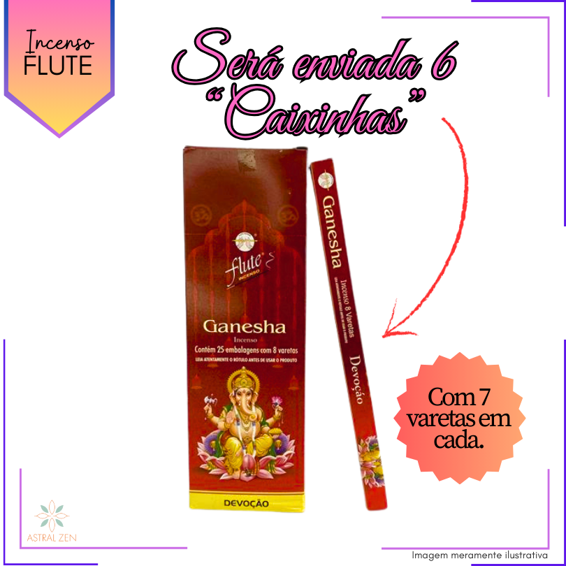 Incenso Flute Ganesha - Kit com 6 Iguais ou Variados