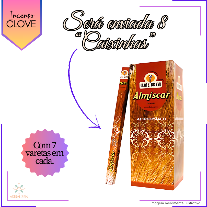 Incenso Clove Brand Almíscar - Kit com 8 Iguais ou Variados