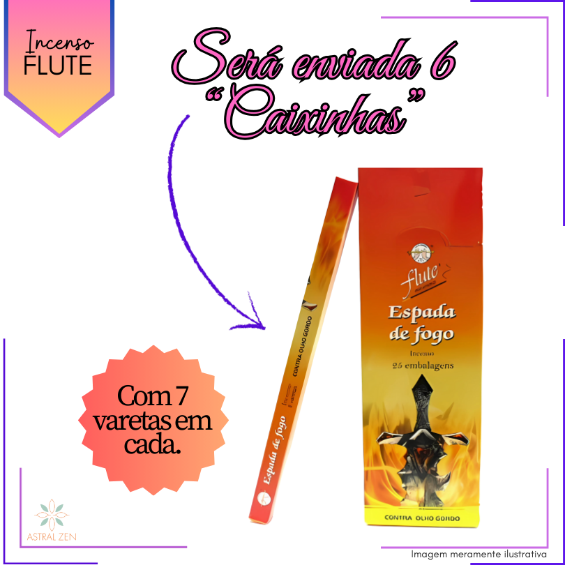 Incenso Flute Espada de Fogo - Kit com 6 Iguais ou Variados