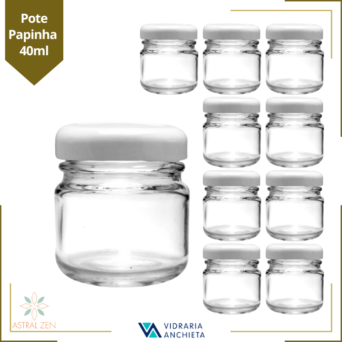 Pote de Vidro Papinha 40ml Doces  Bolos Geleias Lembranças Com Tampa De Metal - 30 Unds