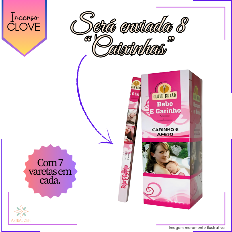 Incenso Clove Brand Bebê e Carinho - Kit com 8 Iguais ou Variados