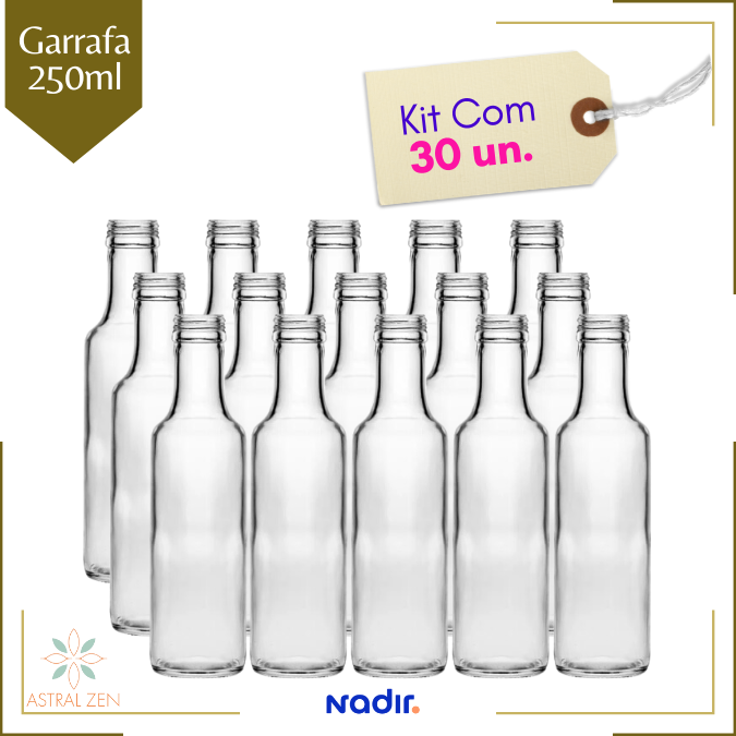 Garrafa de Vidro Para Azeite, Conservas, Suco, Chás, Molhos e Bebidas 250ml  Sem Tampa