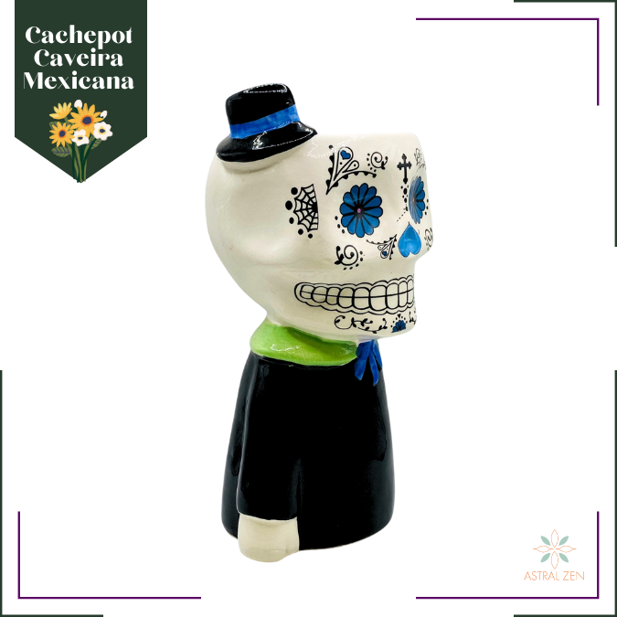 Vaso Para Suculenta Cachepot Monge Decorativo Caveira Mexicana