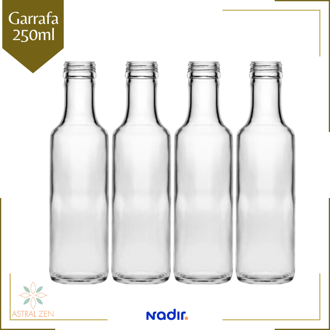 Garrafa de Vidro Para Azeite, Conservas, Suco, Chás, Molhos e Bebidas 250ml  Sem Tampa