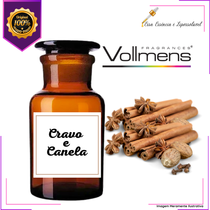 Essência Concentrada Cravo e Canela Vollmens Para Aromatizador - Velas - Sabonetes - Perfumes