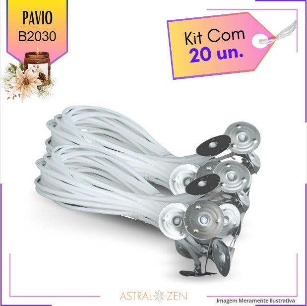 Pavio Para Vela Artesanal 18cm Kits com 20 e 100un Montado com Ilhós Pavio B2010-B2020-B2030-A2035-B2040