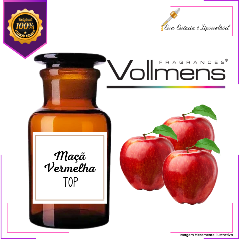 Essência Concentrada Maçã Vermelha Top Vollmens Para Aromatizador - Velas - Sabonetes - Perfumes 500g