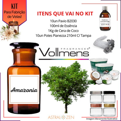 Kit Para Fabricação de Velas Artesanais 10un Potes 210ml 1Kg de Cera de Coco 10un Pavio B2030 100ml de Essência