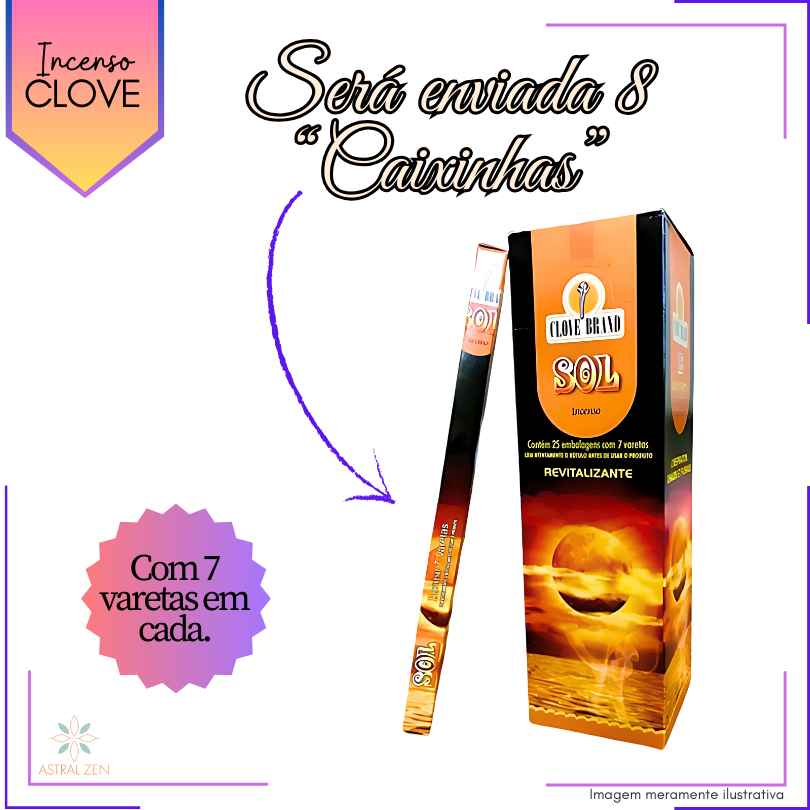 Incenso Clove Brand Sol - Kit com 8 Iguais ou Variados