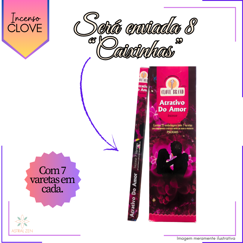 Incenso Clove Brand Atrativo do Amor - Kit com 8 Iguais ou Variados