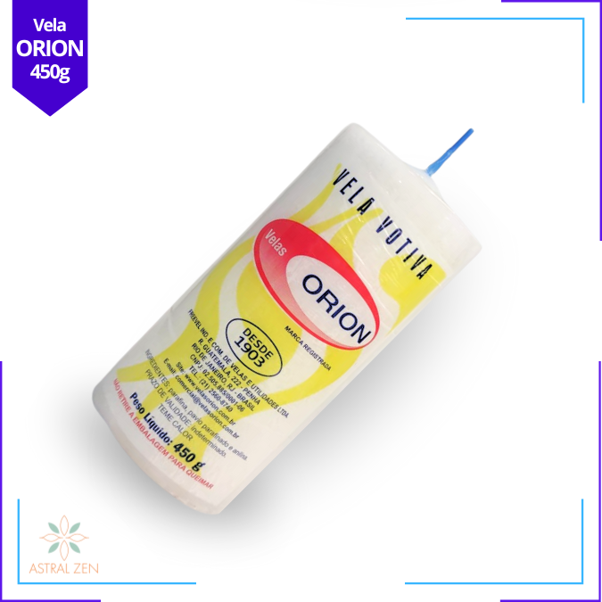 Vela Votiva Orion 9 dias 100% Parafina Pura 450 gramas