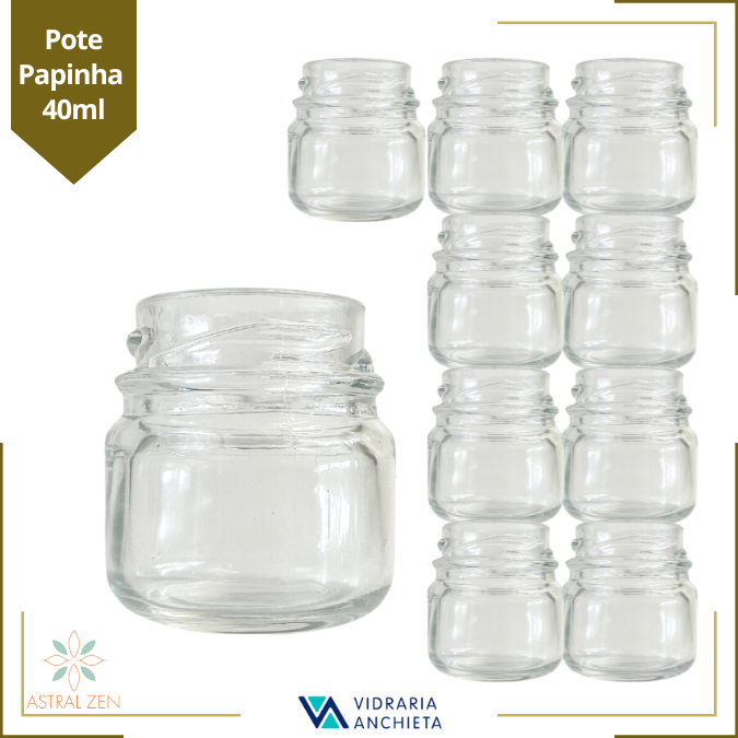 Pote de Vidro Papinha 40ml Doces  Bolos Geleias Lembranças Sem Tampa - 10 Unds