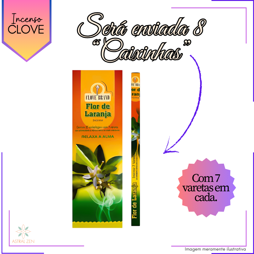 Incenso Clove Brand Flor de Laranja - Kit com 8 Iguais ou Variados