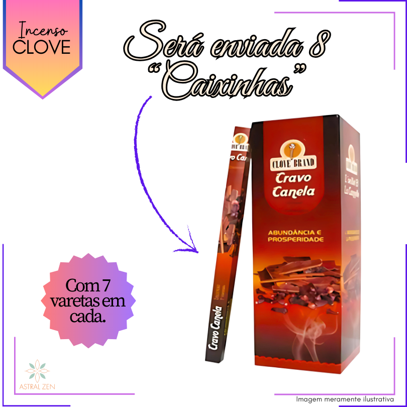 Incenso Clove Brand Cravo e Canela - Kit com 8 Iguais ou Variados