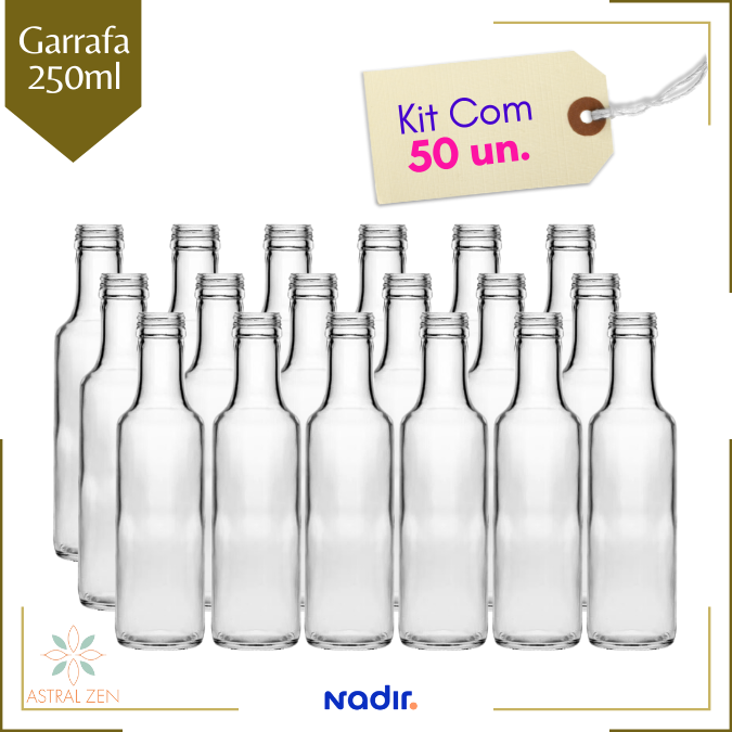 Garrafa de Vidro Para Azeite, Conservas, Suco, Chás, Molhos e Bebidas 250ml  Sem Tampa