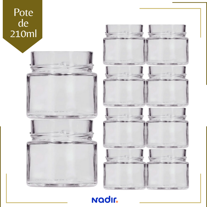 Pote de Vidro La Pianezza 210ml Para Doces Geleias Velas Sem Tampa Perfil Largo - 10un