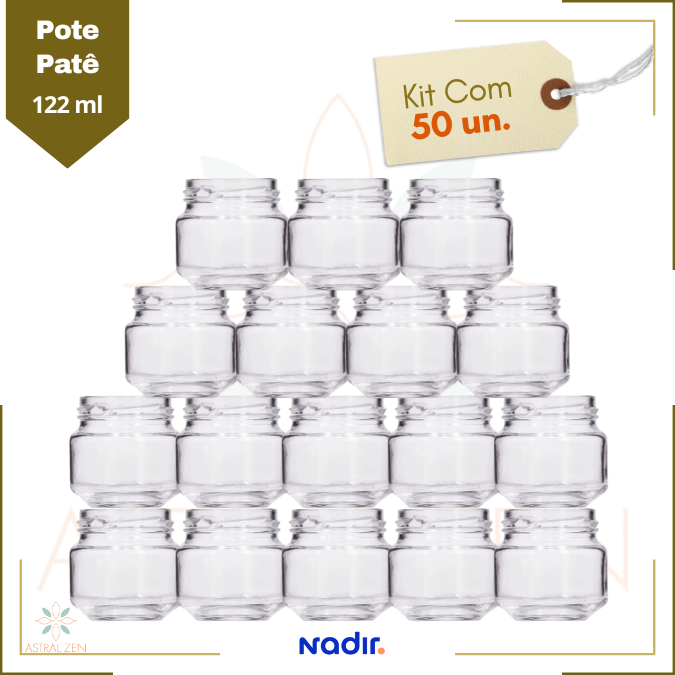 Pote de Vidro Patê 122ml Doces  Bolos Geleias Lembranças Sem Tampa 50unds ou 100unds