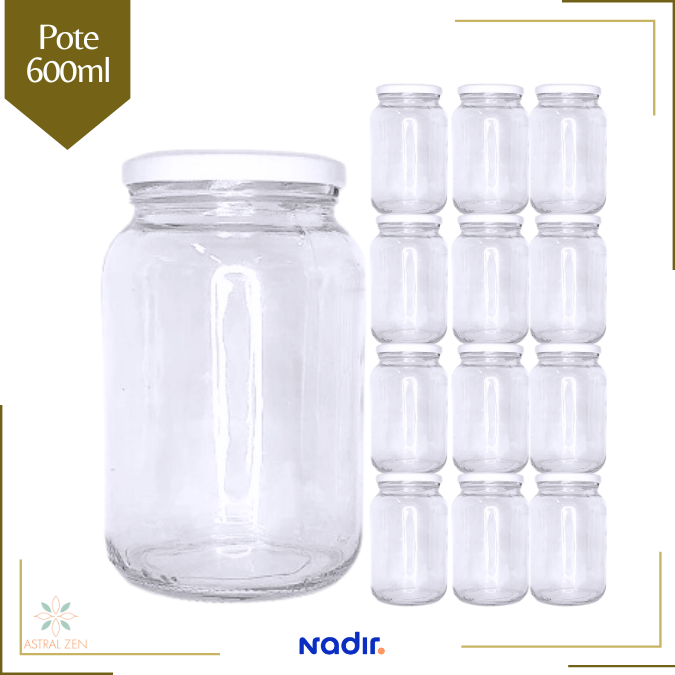 Pote de Vidro 600ml Sem Tampa P/ Doces Bolos Geleias Conservas Lembranças + 3 Opções de Quantidades