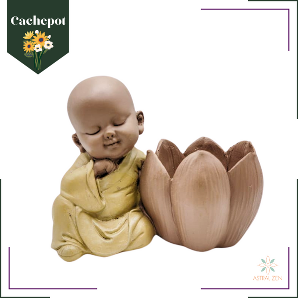 Vaso Para Suculenta Cachepot Monge Decorativo Buda em Flor de Lótus