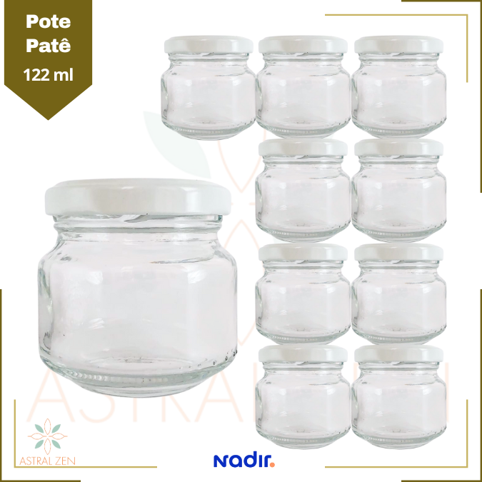 Pote de Vidro Patê 122ml Doces  Bolos Geleias Lembranças Com Tampas Metálicas - 30unds